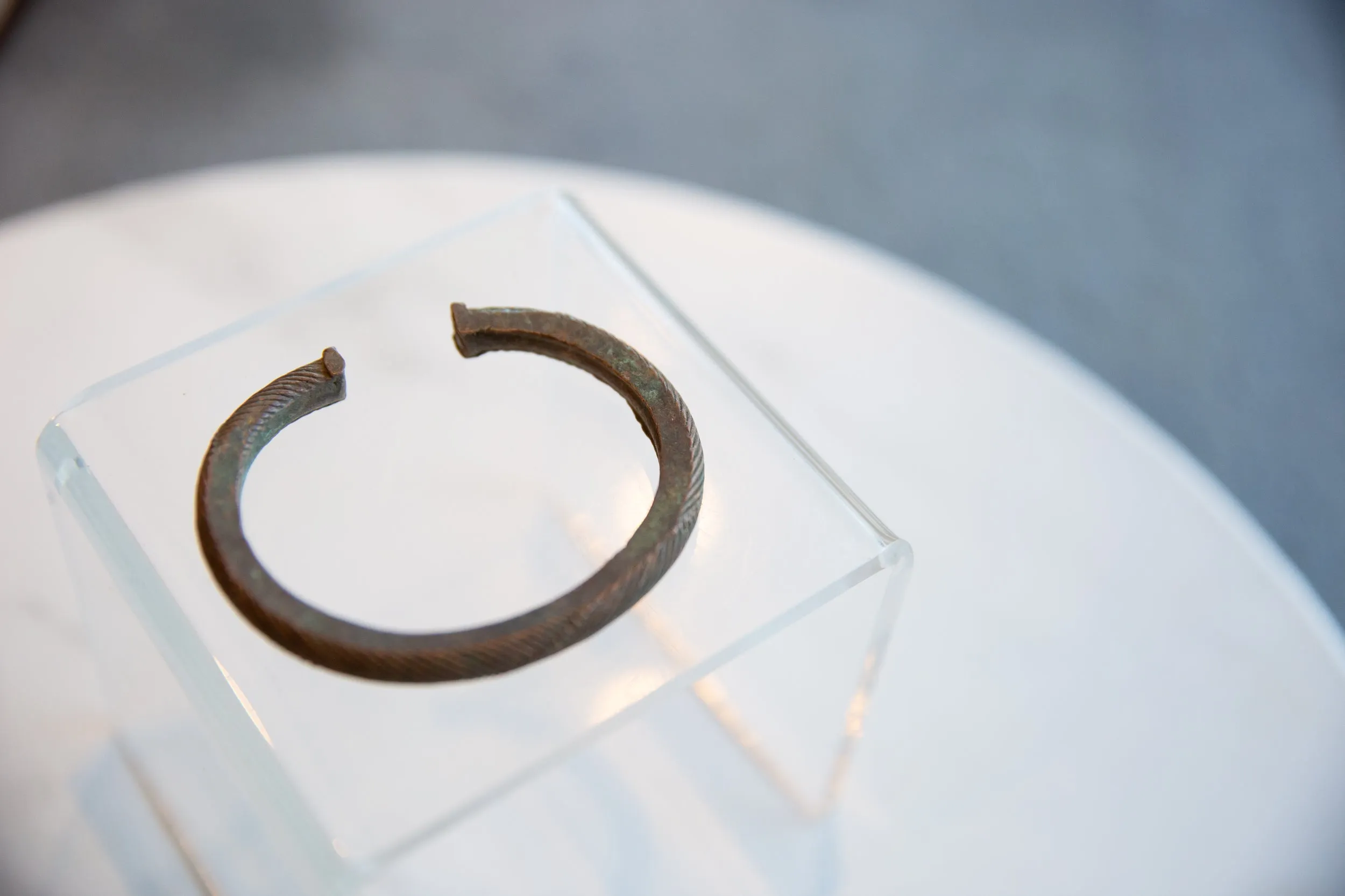 Antique African Copper Cuff Bracelet with Geometric Detailing