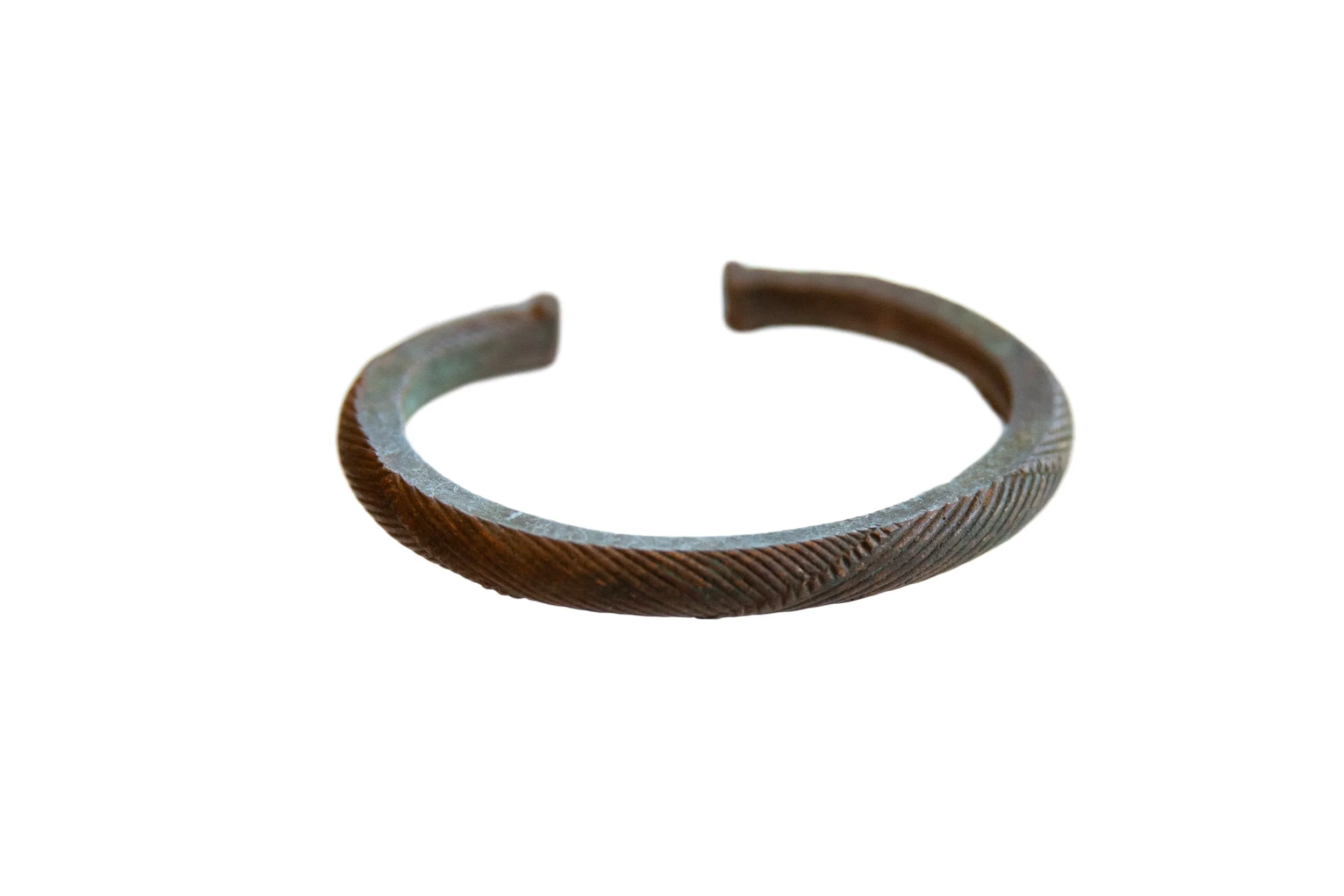 Antique African Copper Cuff Bracelet with Geometric Detailing