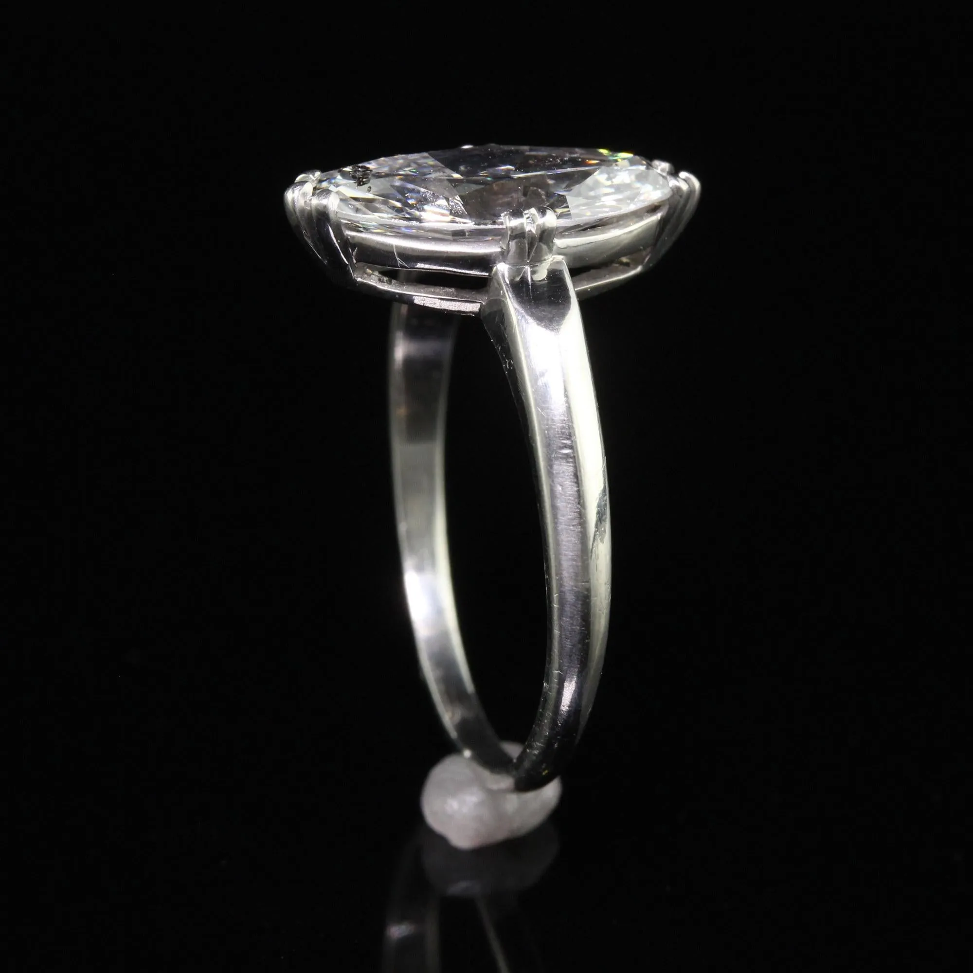 Antique Art Deco Platinum Old Cut Marquise Diamond Engagement Ring - GIA