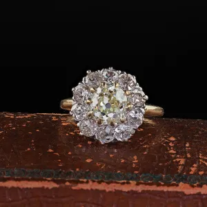 Antique Edwardian 14K Gold and Platinum Old Mine Diamond Engagement Ring - GIA