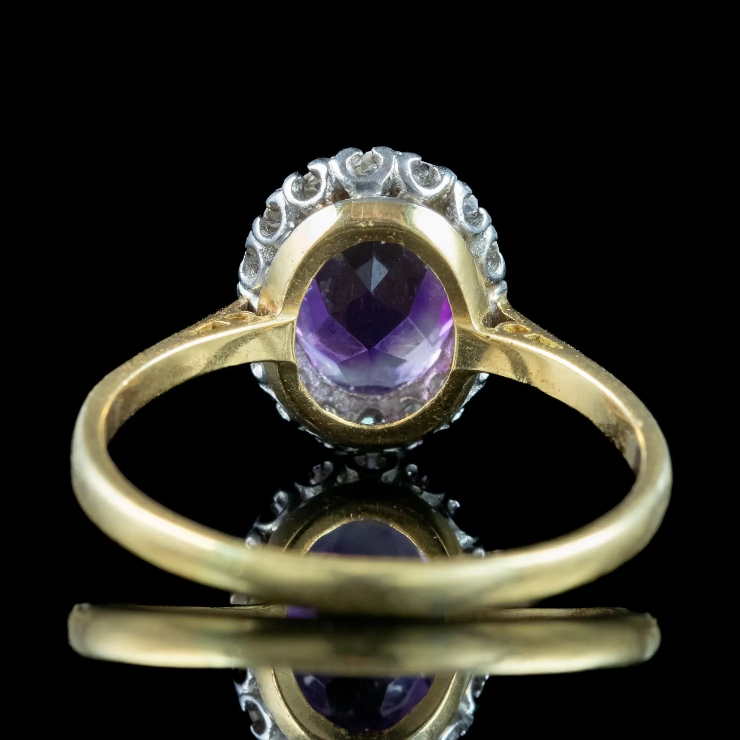 Antique Edwardian Amethyst Diamond Cluster Ring 1.6ct Amethyst