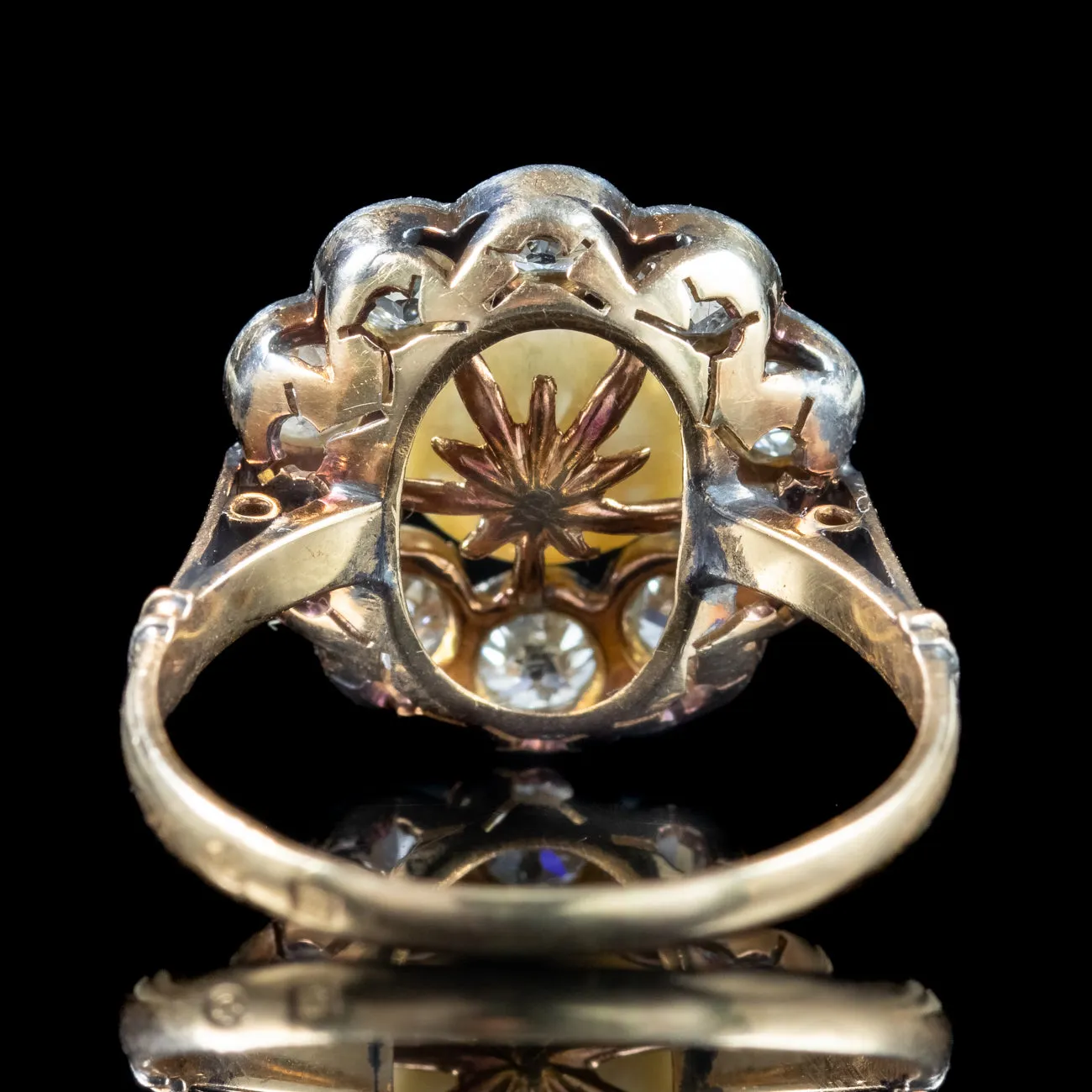 Antique Edwardian Pearl Diamond Daisy Cluster Ring 1.5ct Diamond