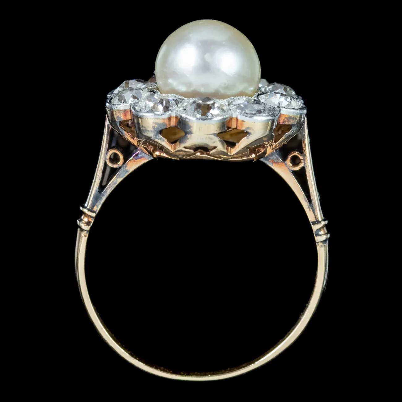 Antique Edwardian Pearl Diamond Daisy Cluster Ring 1.5ct Diamond