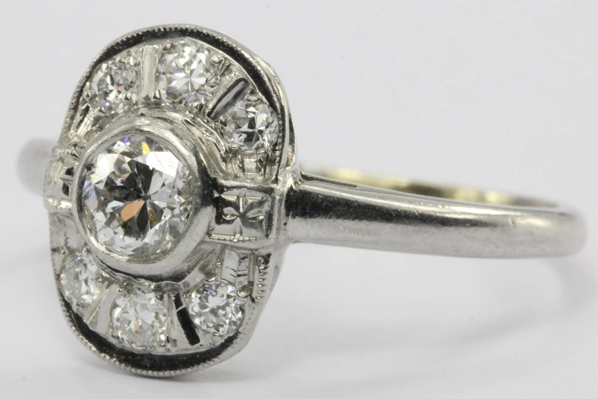 Antique Platinum 1/2 CTW Transition Cut Diamond Engagement Ring
