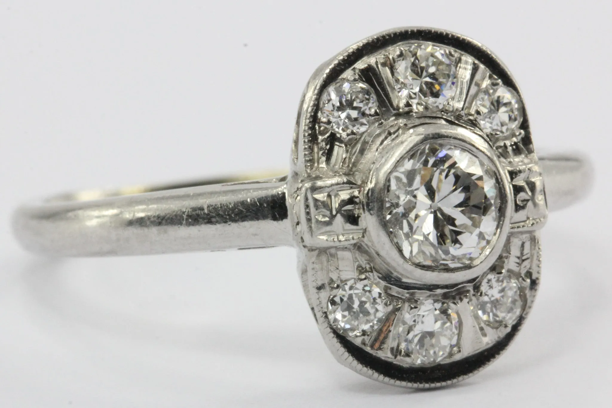 Antique Platinum 1/2 CTW Transition Cut Diamond Engagement Ring