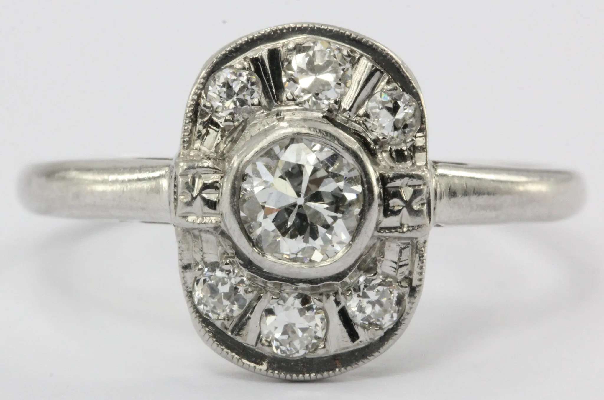 Antique Platinum 1/2 CTW Transition Cut Diamond Engagement Ring
