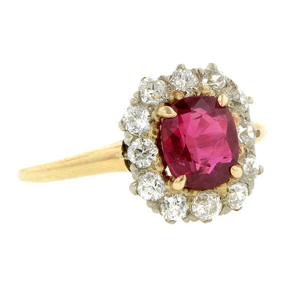 Antique Ruby & Diamond Ring,  1.50ct