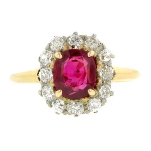 Antique Ruby & Diamond Ring,  1.50ct