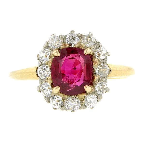 Antique Ruby & Diamond Ring,  1.50ct