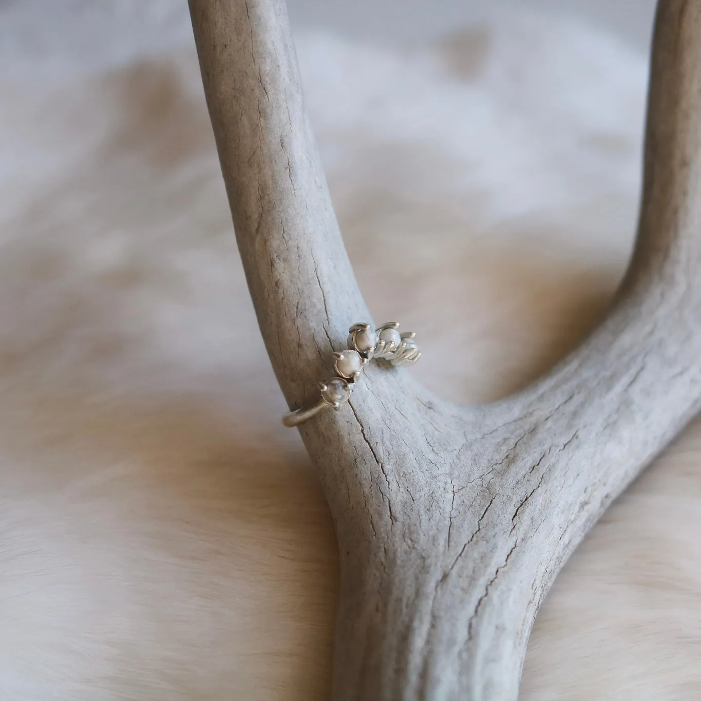 'Arabella' Curved ‘White Buffalo’ Ring // Made to Order