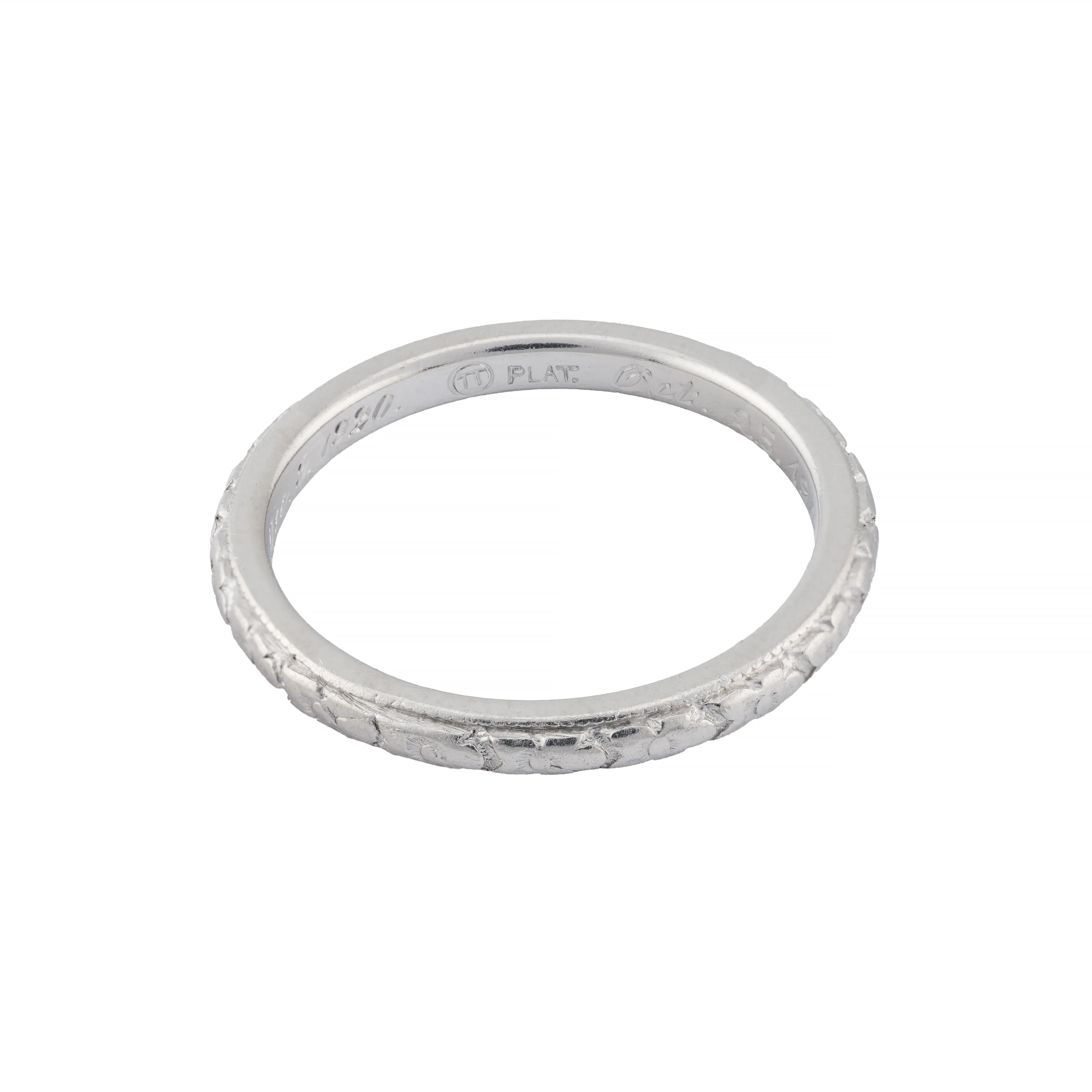 Art Deco Orange Blossom Engraved Wedding Band in Platinum