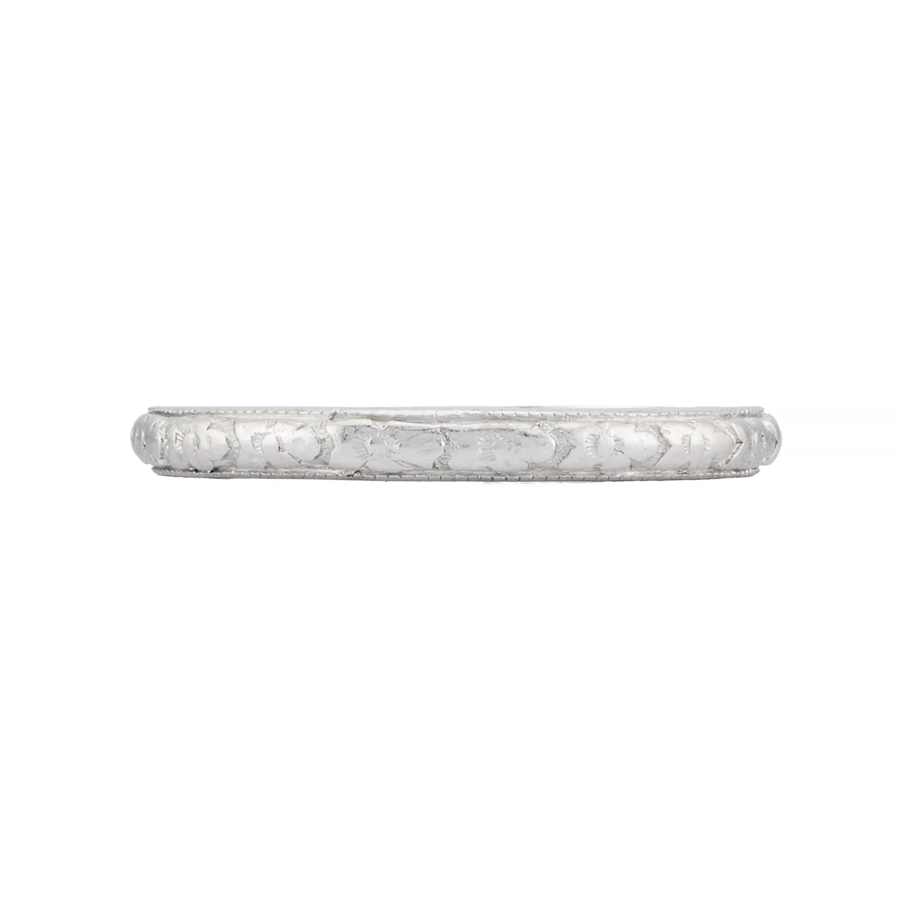 Art Deco Orange Blossom Engraved Wedding Band in Platinum