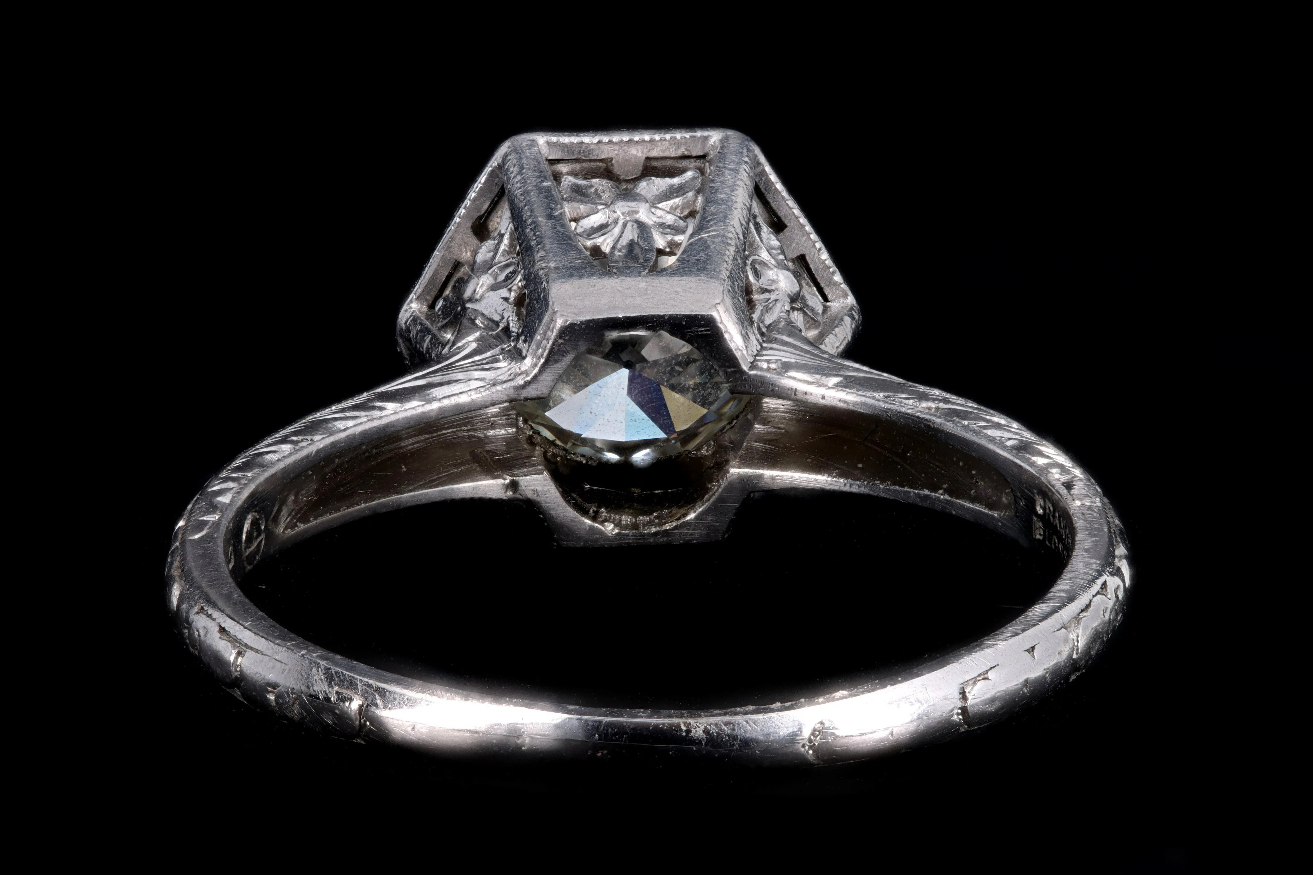 Art Deco Platinum 1.0 Carat Old European Cut Diamond Orange Blossom Engagement Ring
