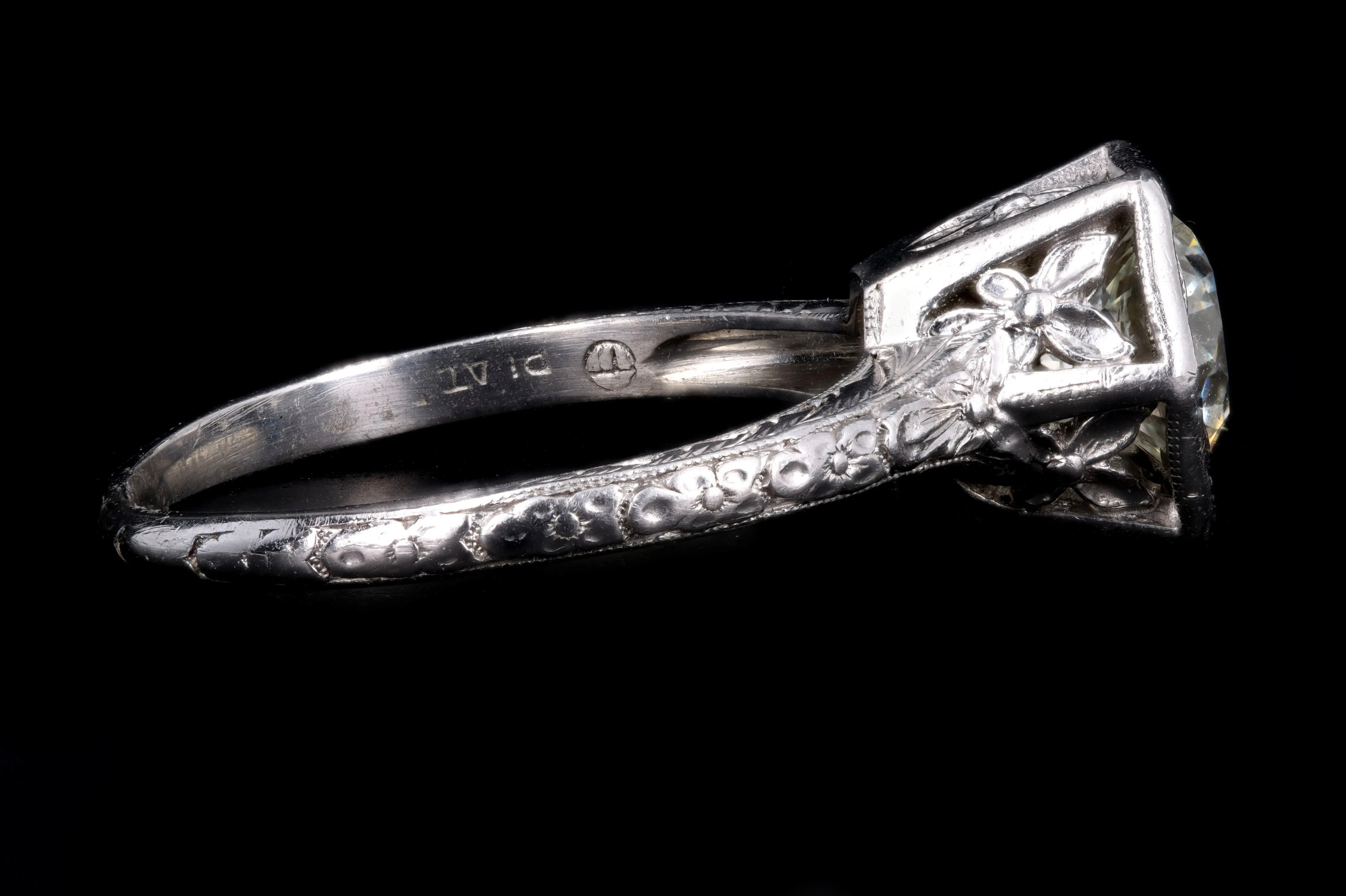 Art Deco Platinum 1.0 Carat Old European Cut Diamond Orange Blossom Engagement Ring