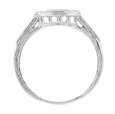Art Deco Platinum and Diamonds Engraved Filigree Wedding Ring