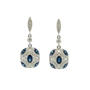 Art Deco Style Diamond & Sapphire Earrings