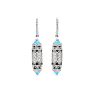 Art Deco Turquoise Diamond Earrings