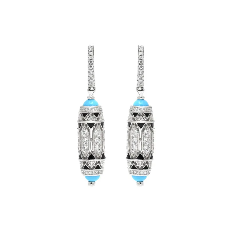 Art Deco Turquoise Diamond Earrings