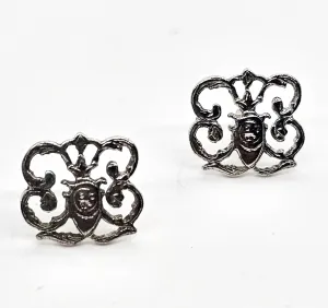 Art Nouveau open work filigree vintage sterling silver stud earrings