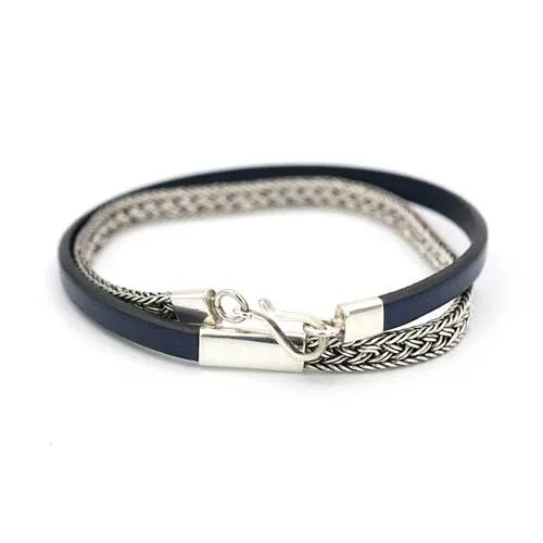 Artisan Silver and Leather Double Wrap