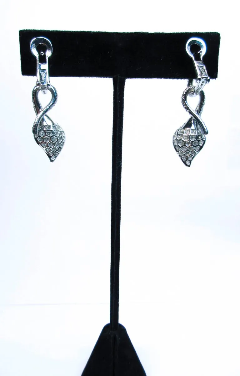 ASPREY 18 Karat White Gold and Diamond Floral Drop Earrings