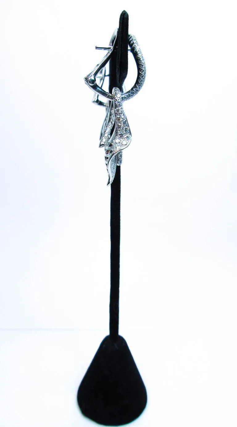 ASPREY 18 Karat White Gold and Diamond Floral Drop Earrings