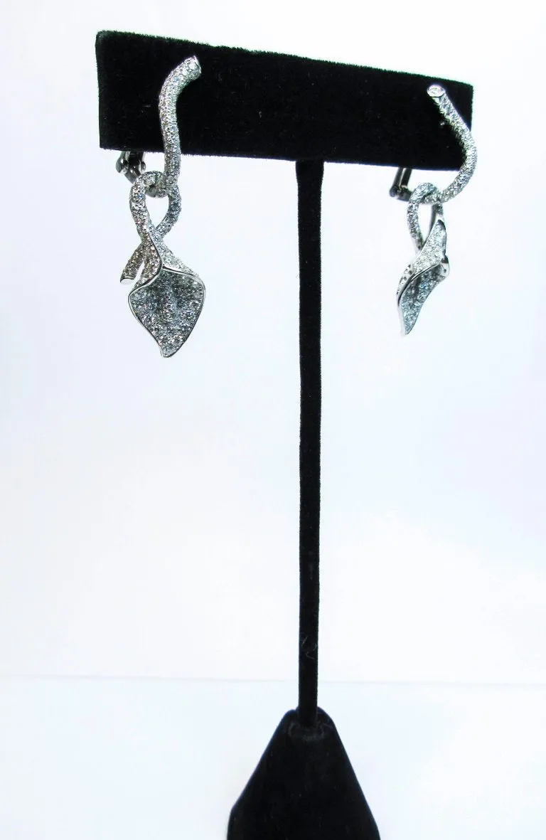 ASPREY 18 Karat White Gold and Diamond Floral Drop Earrings
