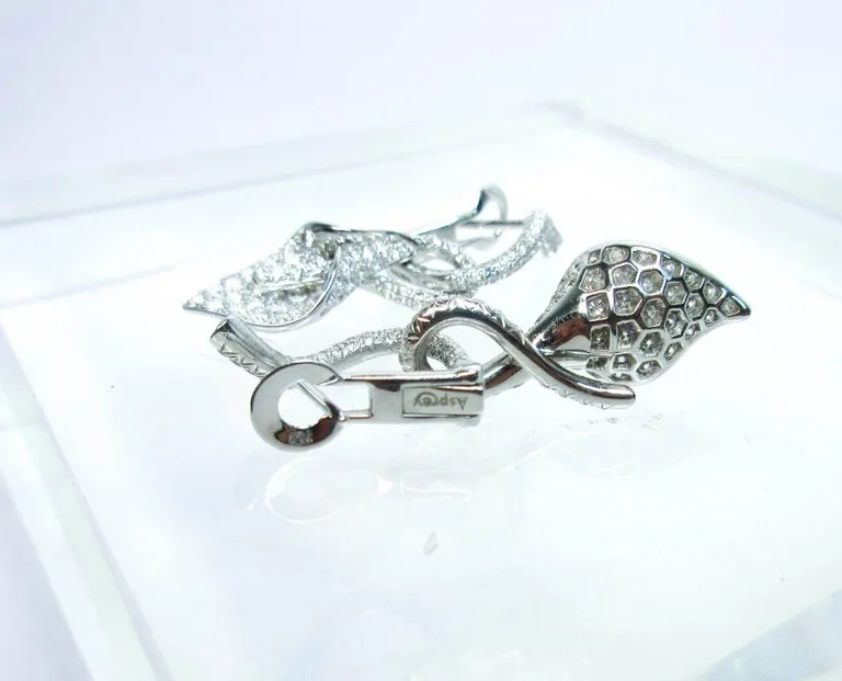 ASPREY 18 Karat White Gold and Diamond Floral Drop Earrings