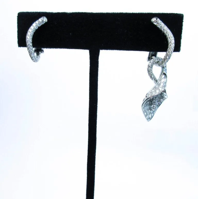 ASPREY 18 Karat White Gold and Diamond Floral Drop Earrings