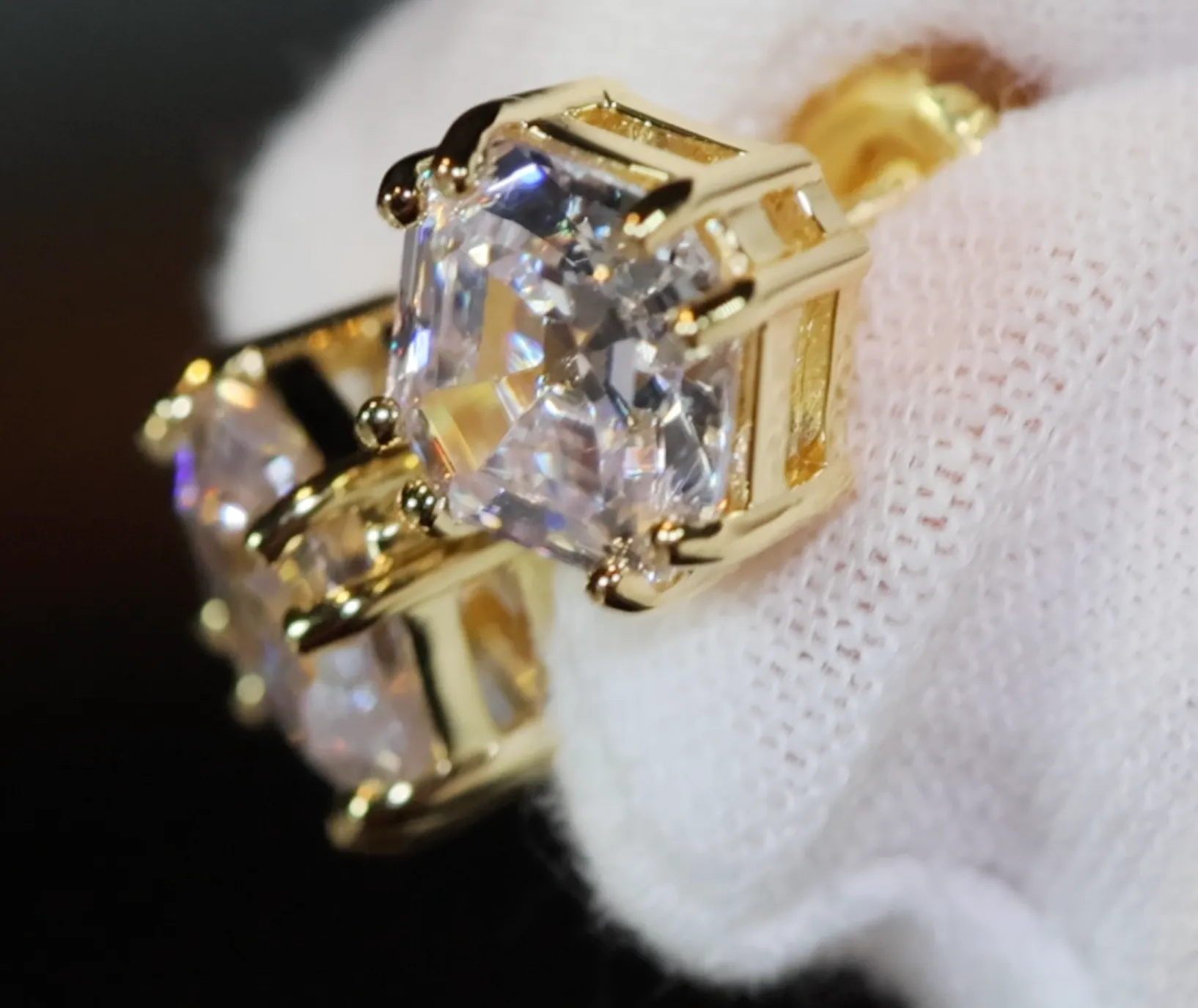 Asscher Diamond Ear Studs | Diamond Earrings | Womens Earrings | Diamond Ear Studs | Womens Stud Earrings | Mens Diamond Ear Studs | Earring
