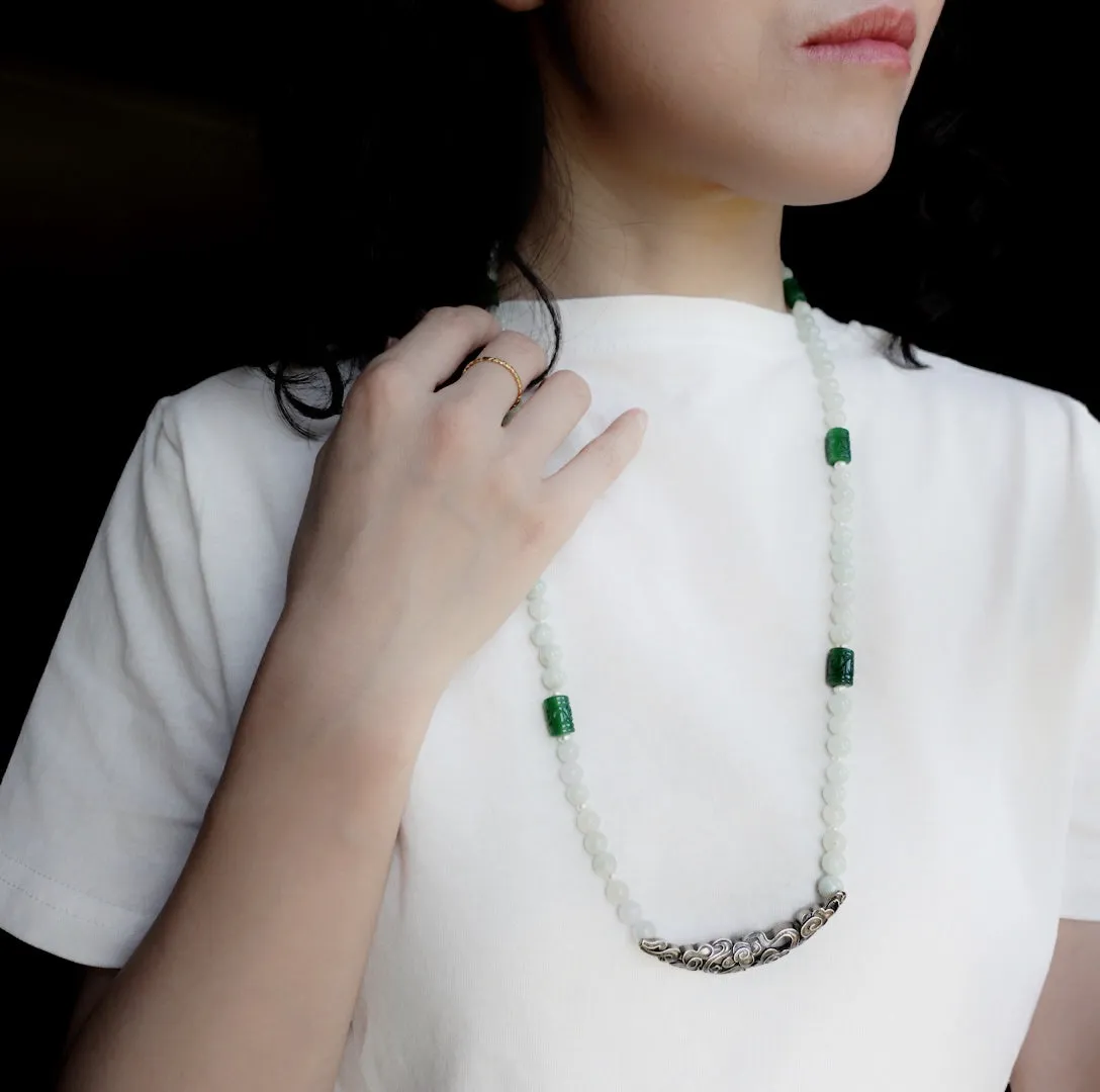 Auspicious Clouds Beaded Jadeite Necklace