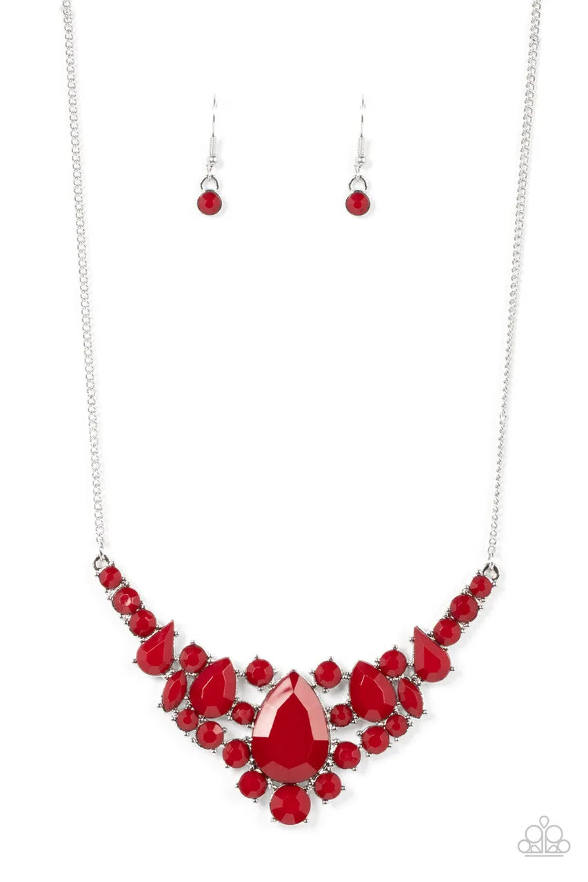 Bali Ballroom - Red - Beaded Statement Paparazzi Short Necklace