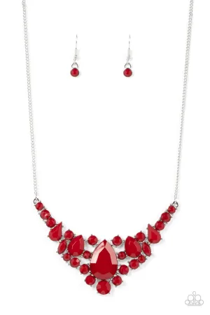 Bali Ballroom - Red - Beaded Statement Paparazzi Short Necklace
