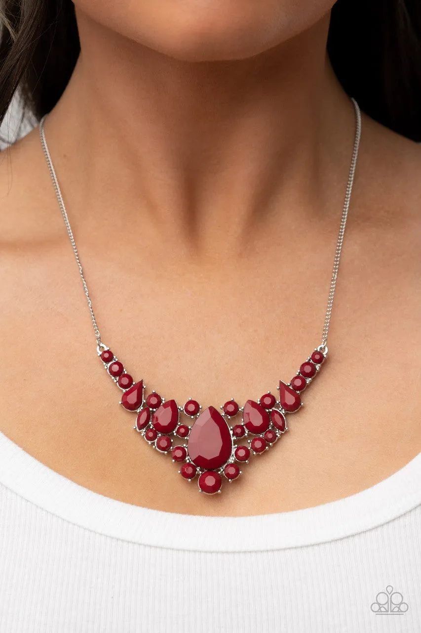 Bali Ballroom - Red - Beaded Statement Paparazzi Short Necklace