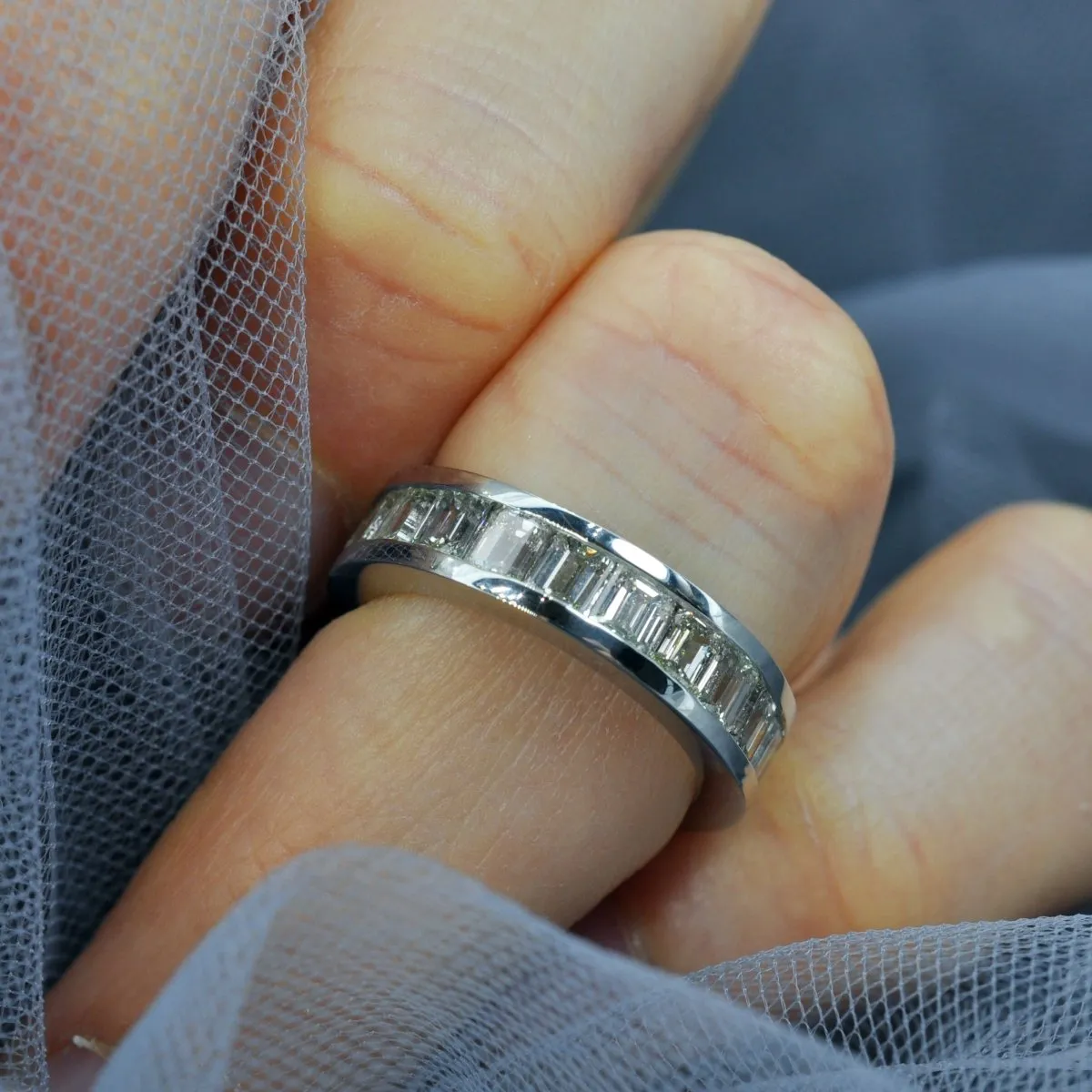 Bargain 7.00 CT Emerald Cut Diamond Eternity Ring in Platinum - Eternity Ring