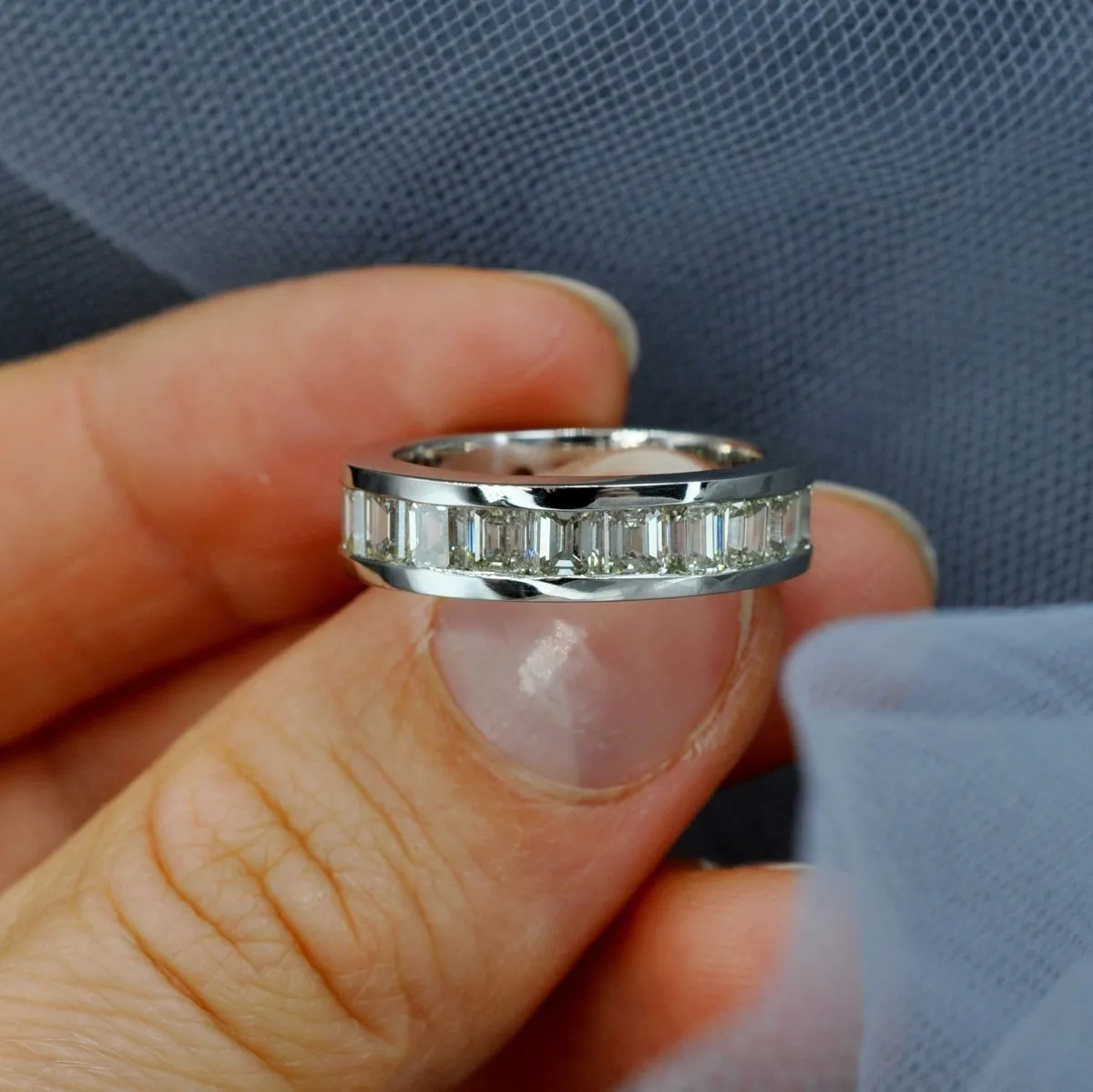 Bargain 7.00 CT Emerald Cut Diamond Eternity Ring in Platinum - Eternity Ring