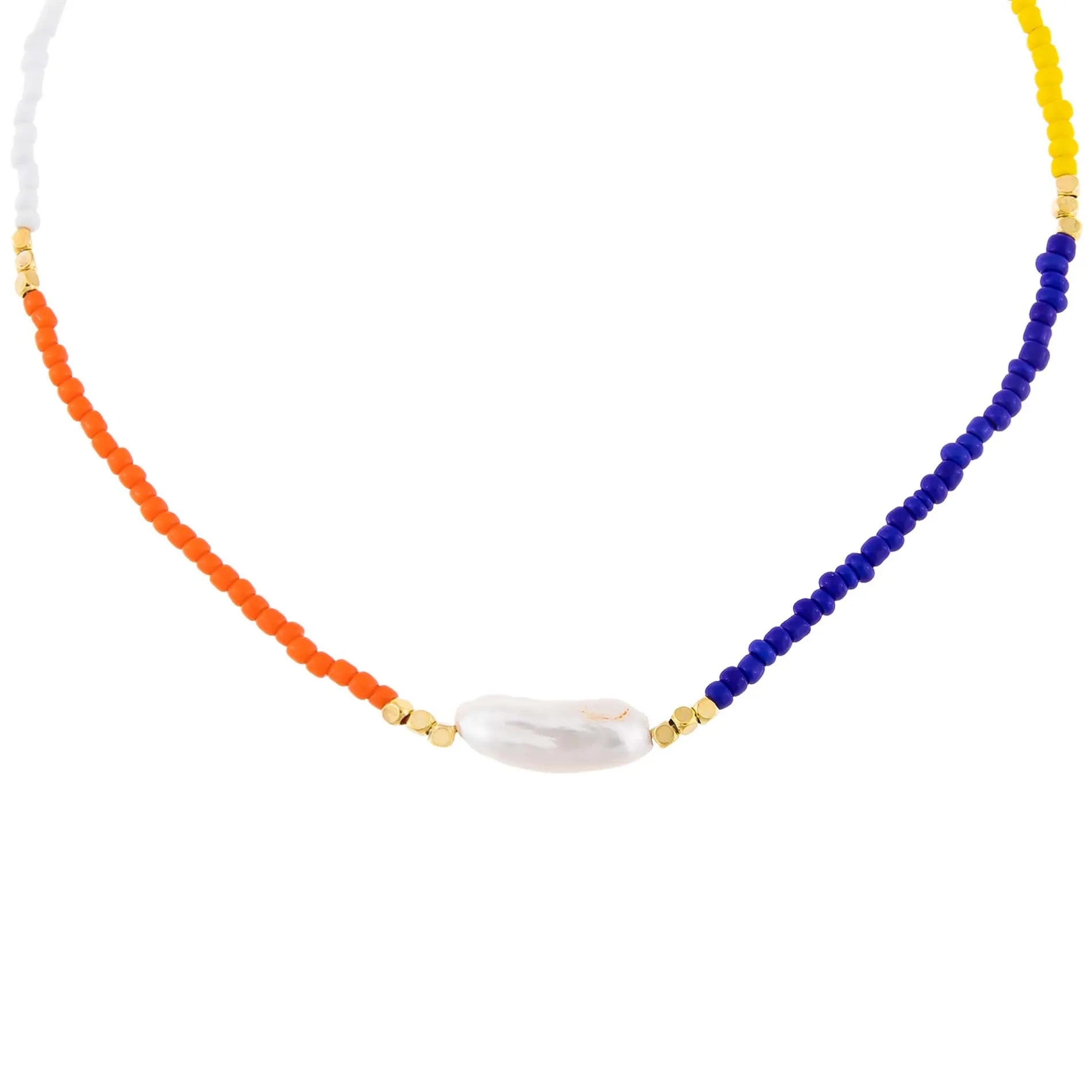 Baroque Pearl Colored Bead Necklace