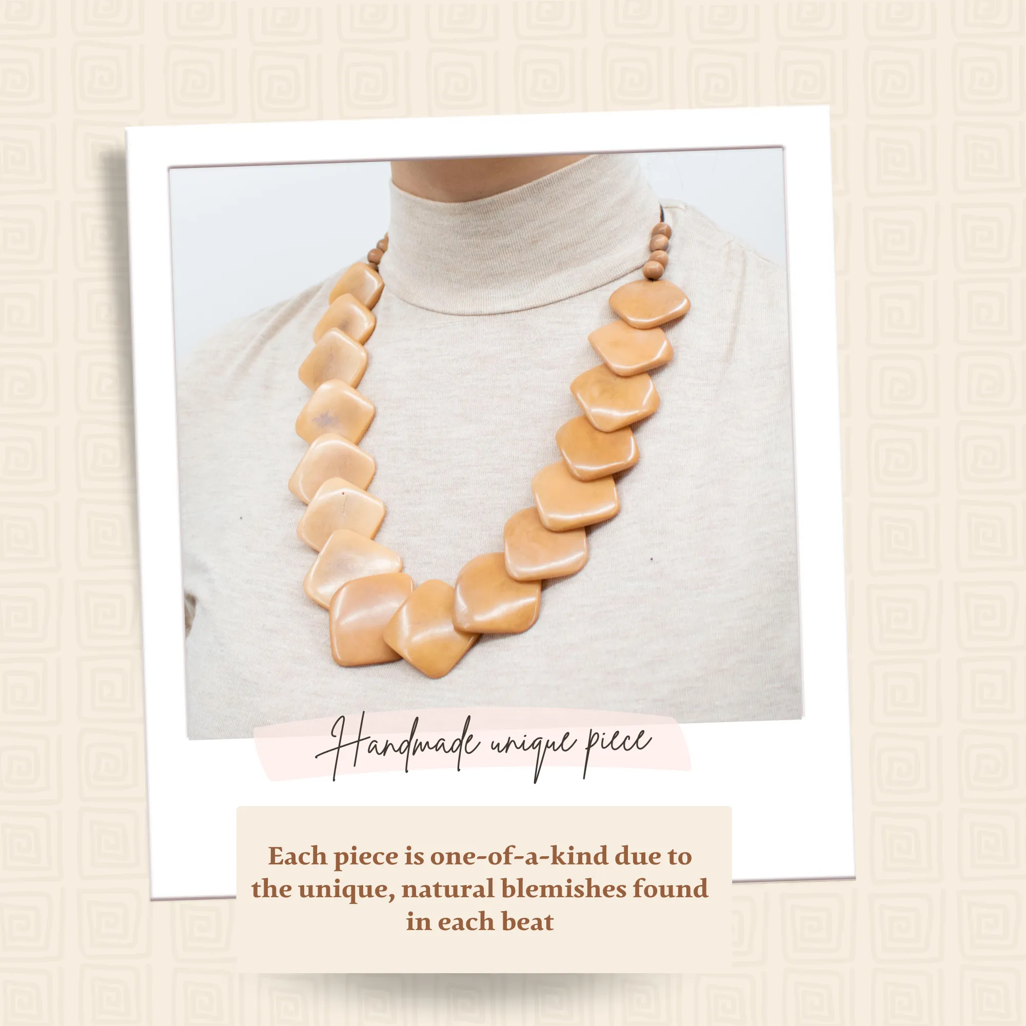 Beige Rhombus Tagua Necklace