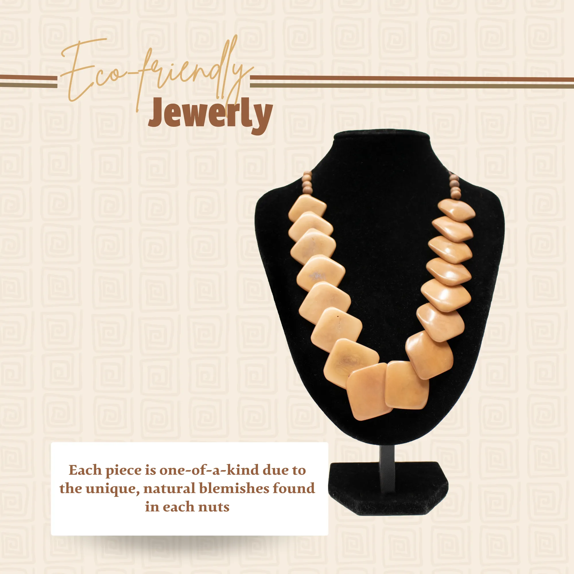 Beige Rhombus Tagua Necklace