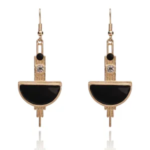 Black And Gold Art Deco Earrings : 1920s Style Long Drop Earrings