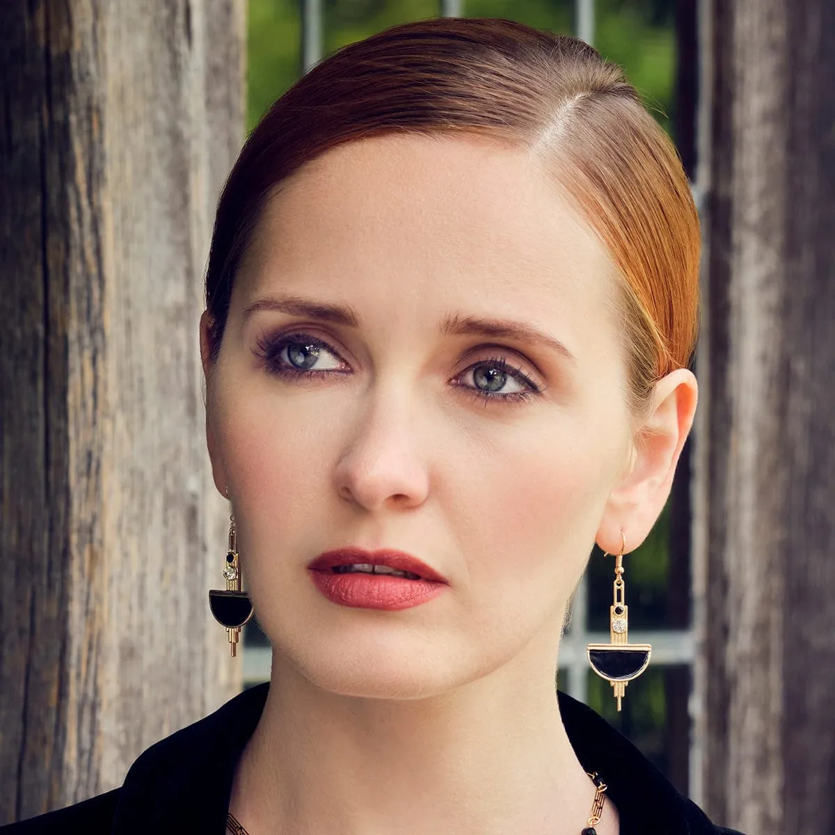 Black And Gold Art Deco Earrings : 1920s Style Long Drop Earrings
