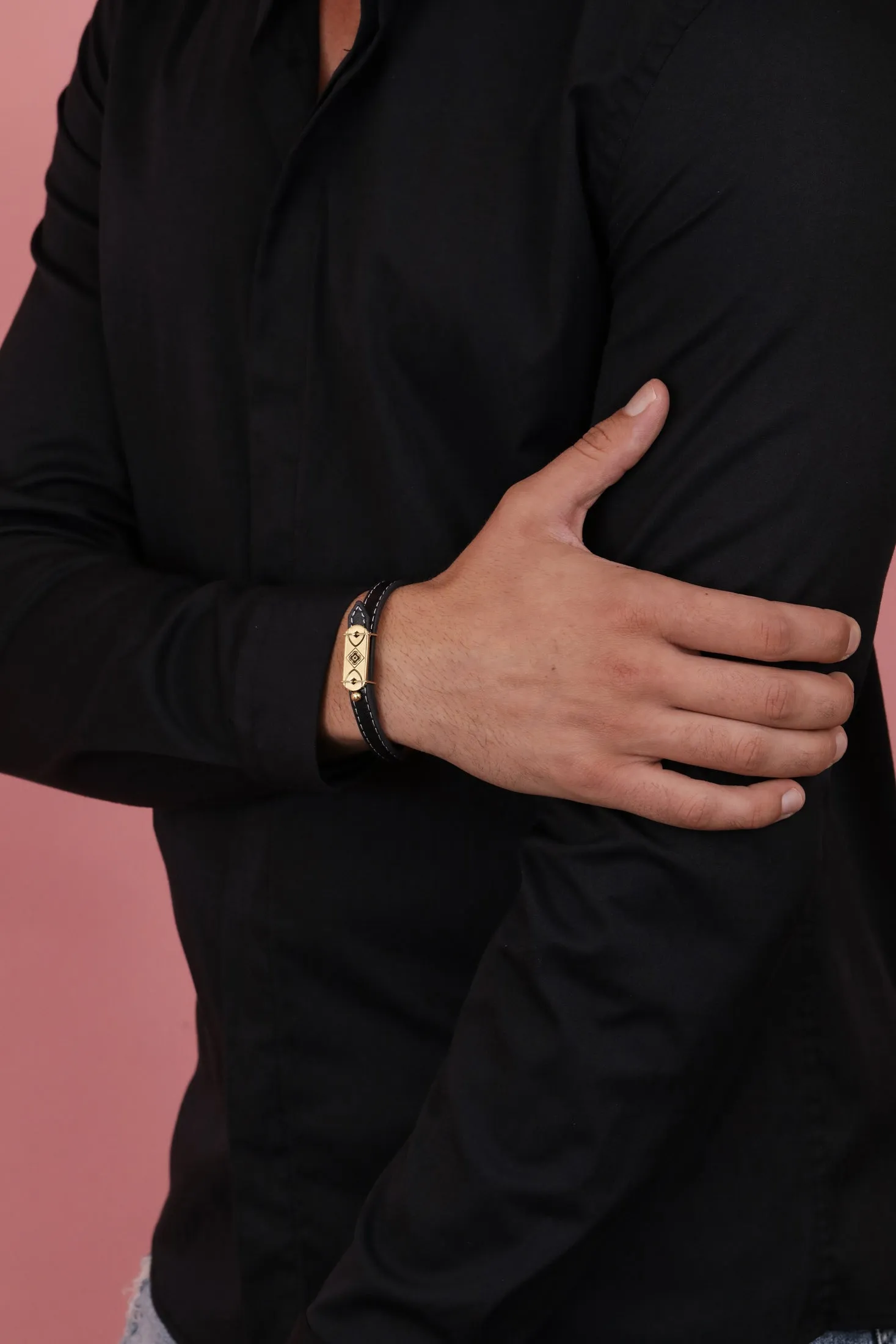 Black Buckle Leather Bracelets