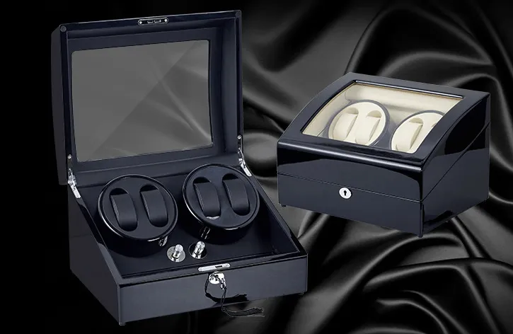 Black Lacquered Watches Winder Box (4 watches)