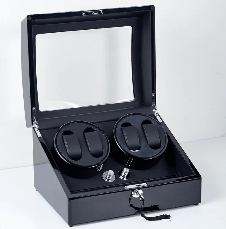 Black Lacquered Watches Winder Box (4 watches)