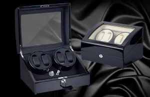 Black Lacquered Watches Winder Box (4 watches)