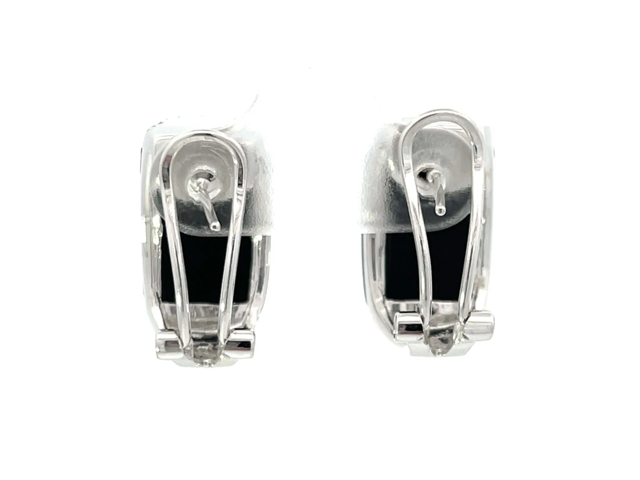 Black Onyx and Diamond Earrings 14k White Gold