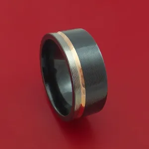 Black Zirconium Ring with 14k Rose Gold Inlay Custom Made Band