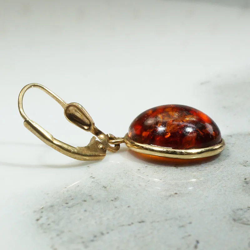 Blood Moon Amber Cabochon Earrings