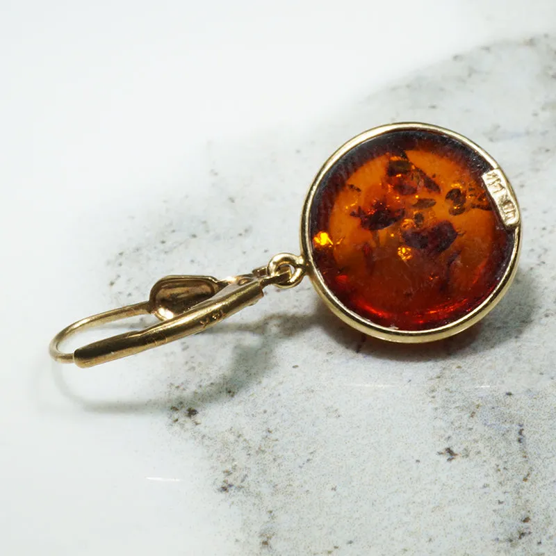 Blood Moon Amber Cabochon Earrings