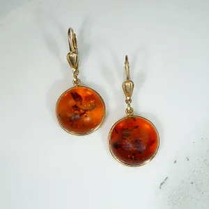 Blood Moon Amber Cabochon Earrings